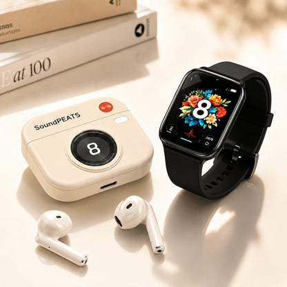 Smartwatch & Wireless Bluetooth Earphones Combo Set – Health Monitor, GPS Tracking, Wireless Calling, Sleep Tracker, Compatible with Android & iPhone for Men and Women