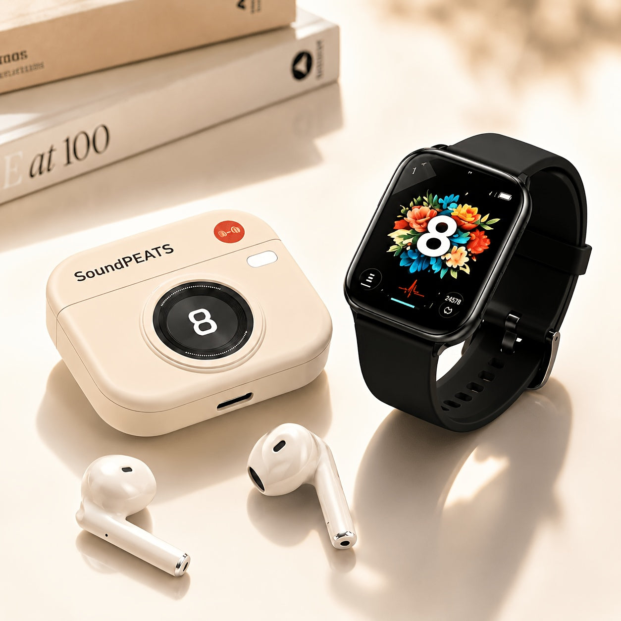 Smartwatch & Wireless Bluetooth Earphones Combo Set – Health Monitor, GPS Tracking, Wireless Calling, Sleep Tracker, Compatible with Android & iPhone for Men and Women