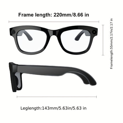 Smart Camera Glasses 8MP Ultra-Wide 1080P HD – AI Voice Control, Bluetooth 5.4, WiFi, Blue Light Blocking, 4H Playtime, Immersive Audio, Wearable Tech Glasses for Video, Music & Hands-Free Use