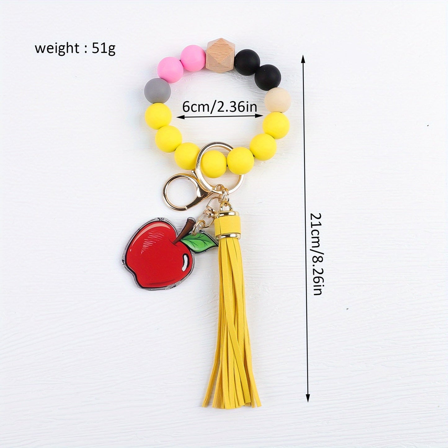 4-Piece Teacher Beaded Keychain Gift Set – Handmade Pencil Apple Notebook TEACH Charm Keychains with Lobster Clasp, Teacher's Day Graduation Back to School Gift, Bag Decoration Pendant