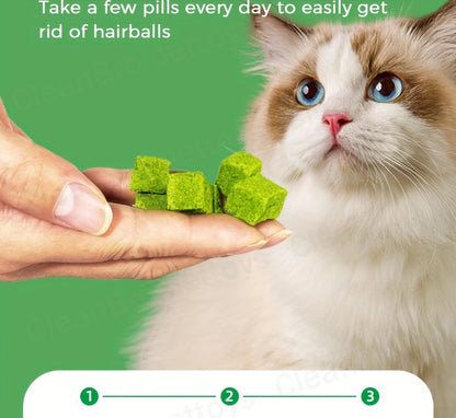 Freeze-Dried Cat Grass Hairball Control Tablets – Natural Mint Molar Sticks & Granules, Chicken Flavor Cat Snacks for Dental Health & Hair Removal