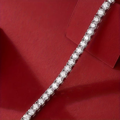 S925 Sterling Silver Moissanite Tennis Bracelet for Women Men – Luxury CZ Bling Hip Hop Bracelet Sizes 6–9 Inch, Wedding Anniversary Birthday Gift