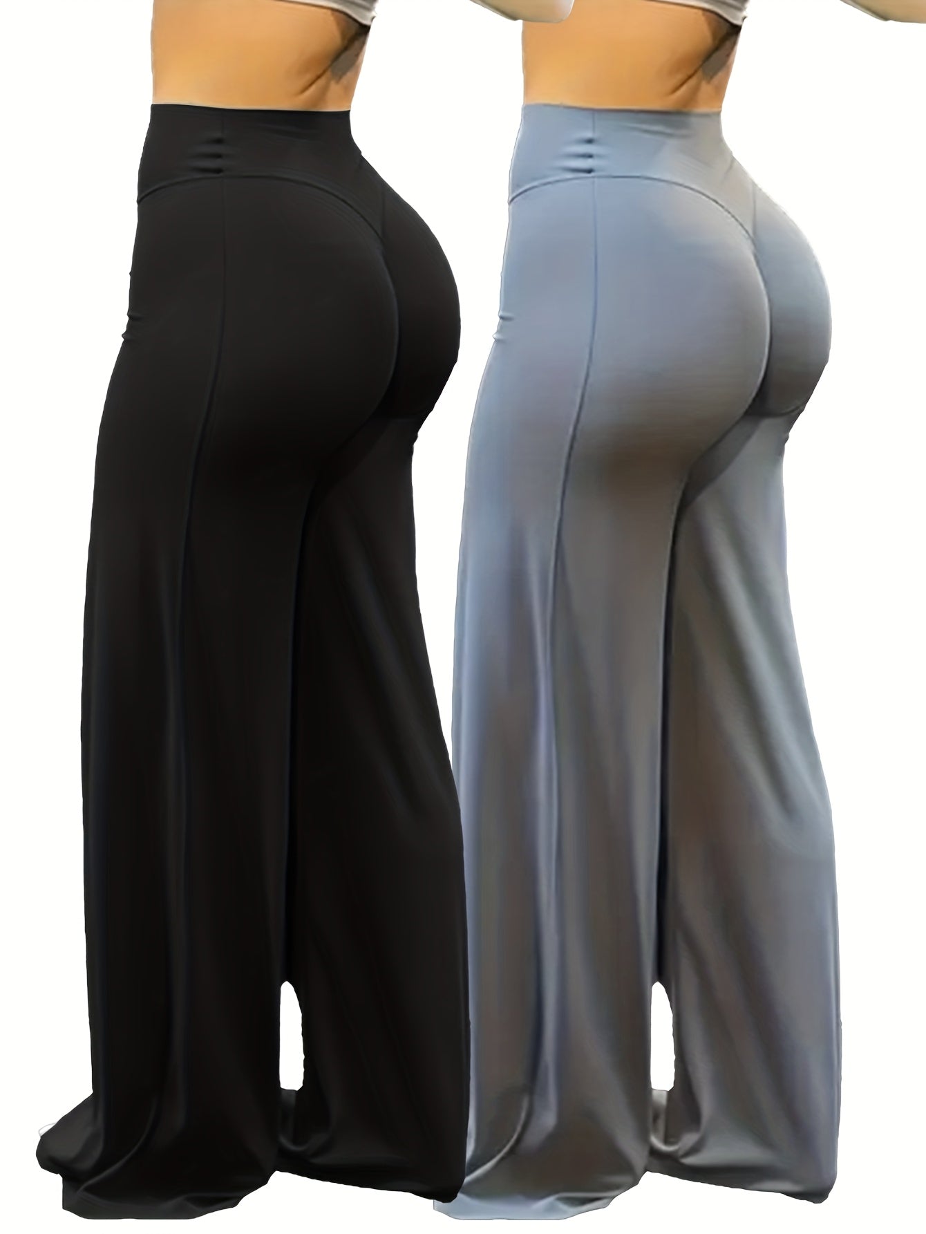 Wide Leg Yoga Pants High Waist High Elastic Full Coverage - Plus Size Flare Leggings for Gym Fitness Training Casual Wear All Season S-XL