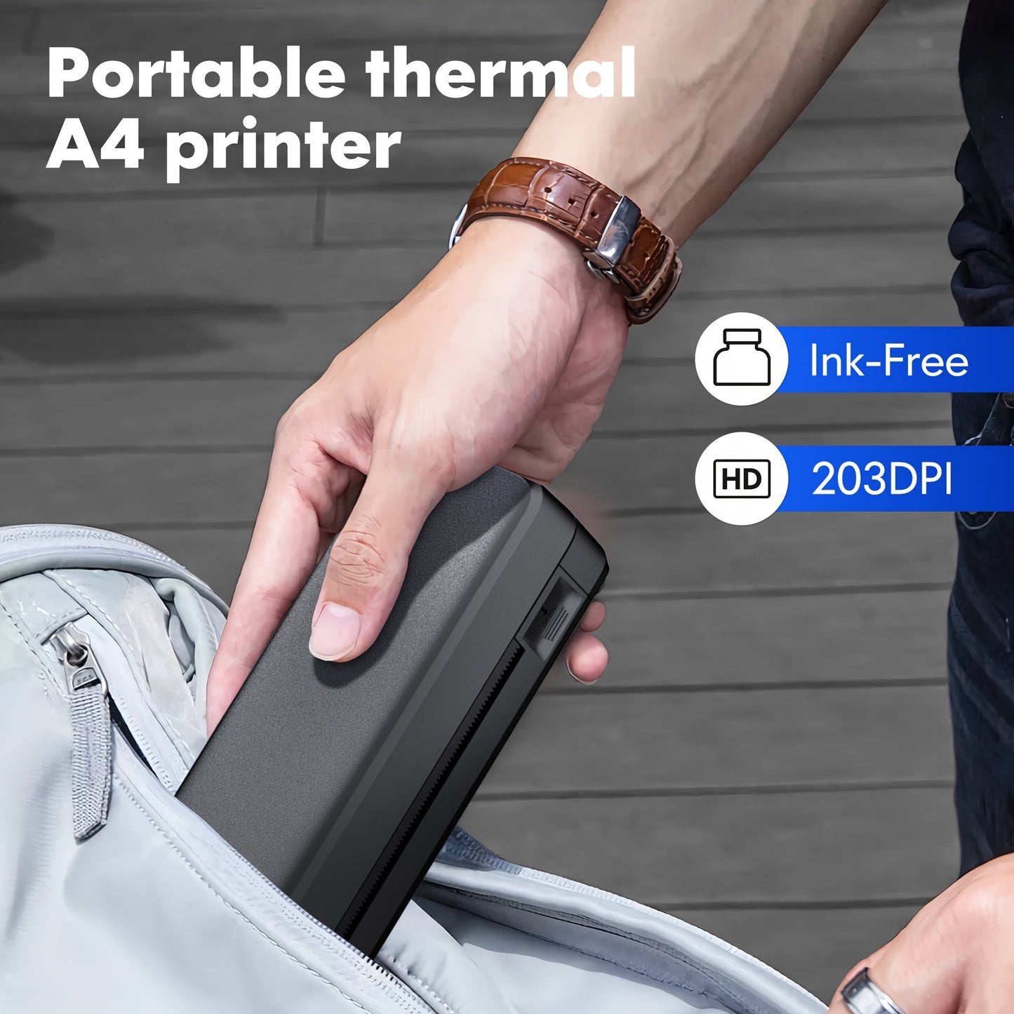 Portable Inkless Thermal Printer Wireless – D810B A4 & US Letter 8.5x11 Mobile Printer, 200 Sheets Per Charge, Compatible with iPhone Android & Laptop, for Home Office School Travel, Includes 20 Sheets