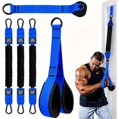 Resistance Bands Set 5pcs Heavy-Duty Latex 225 LBS Capacity – Home Gym Workout Bands with Door Anchor & Handles for Lat Pulldown Shoulder Arm Bicep Curl Face Pull Deltoid Training Men Women