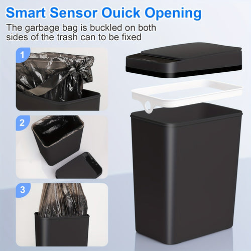 Automatic Touchless Trash Can 2-Pack – 2.8 Gallon Motion Sensor Garbage Can with Lid, Slim Smart Trash Bin for Bathroom, Bedroom, Office & Living Room