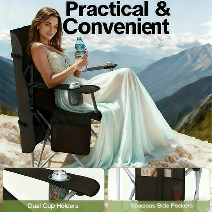 Portable Camping Chair with Canopy – Folding Chair with UV Sun Shade 600D Oxford Fabric Lightweight & Durable for Camping Beach Picnics Fishing & Sports, 4 Colors