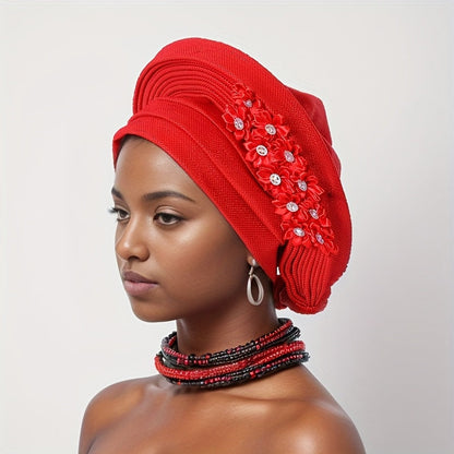 African Nigerian Gele Hat Layered Applique Headpiece Women Wedding Tea Party Fascinator Traditional Headwear 15 Colors Mother's Day Gift