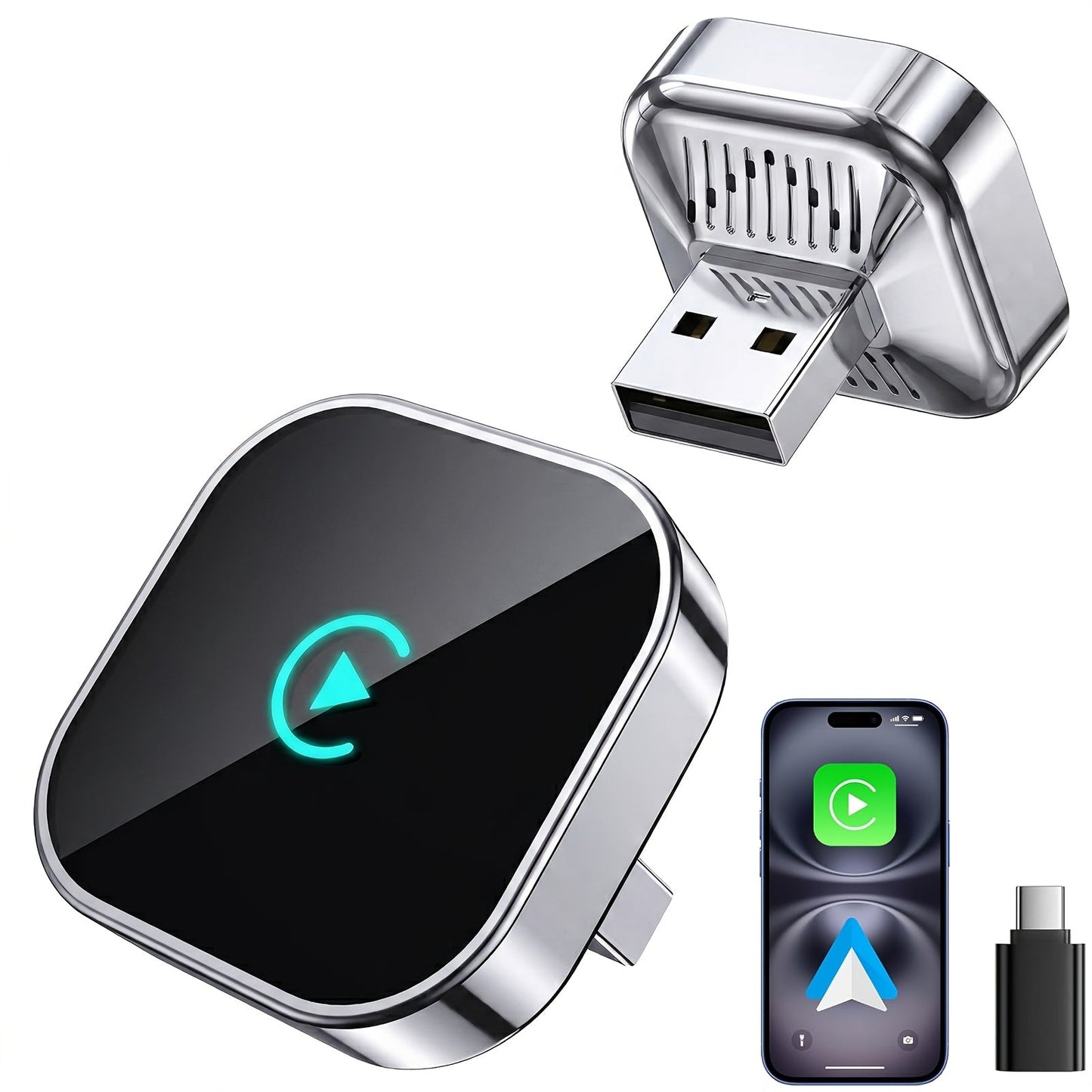 Wireless CarPlay Adapter 2026 Upgraded Mini Dongle – 2-in-1 iPhone & Android Auto, Convert Wired to Wireless, USB-A & USB-C, Dual-Band Low Latency, Auto Connect, FCC Certified