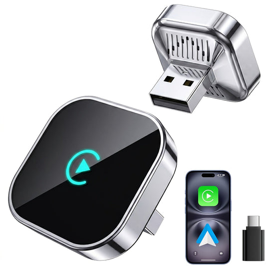 Wireless CarPlay Adapter 2026 Upgraded Mini Dongle – 2-in-1 iPhone & Android Auto, Convert Wired to Wireless, USB-A & USB-C, Dual-Band Low Latency, Auto Connect, FCC Certified