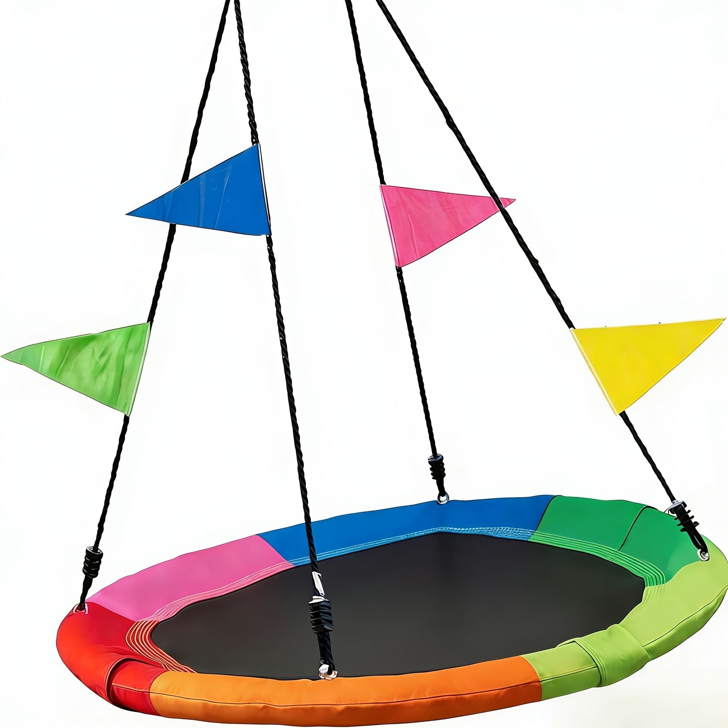 40 Inch Outdoor Saucer Swing – 900 LB Capacity Disc Swing with 900D Waterproof Oxford Fabric & Hanging Strap, Kids & Adults Backyard Tree Swing, Patio Leisure Swing (Multicolor)
