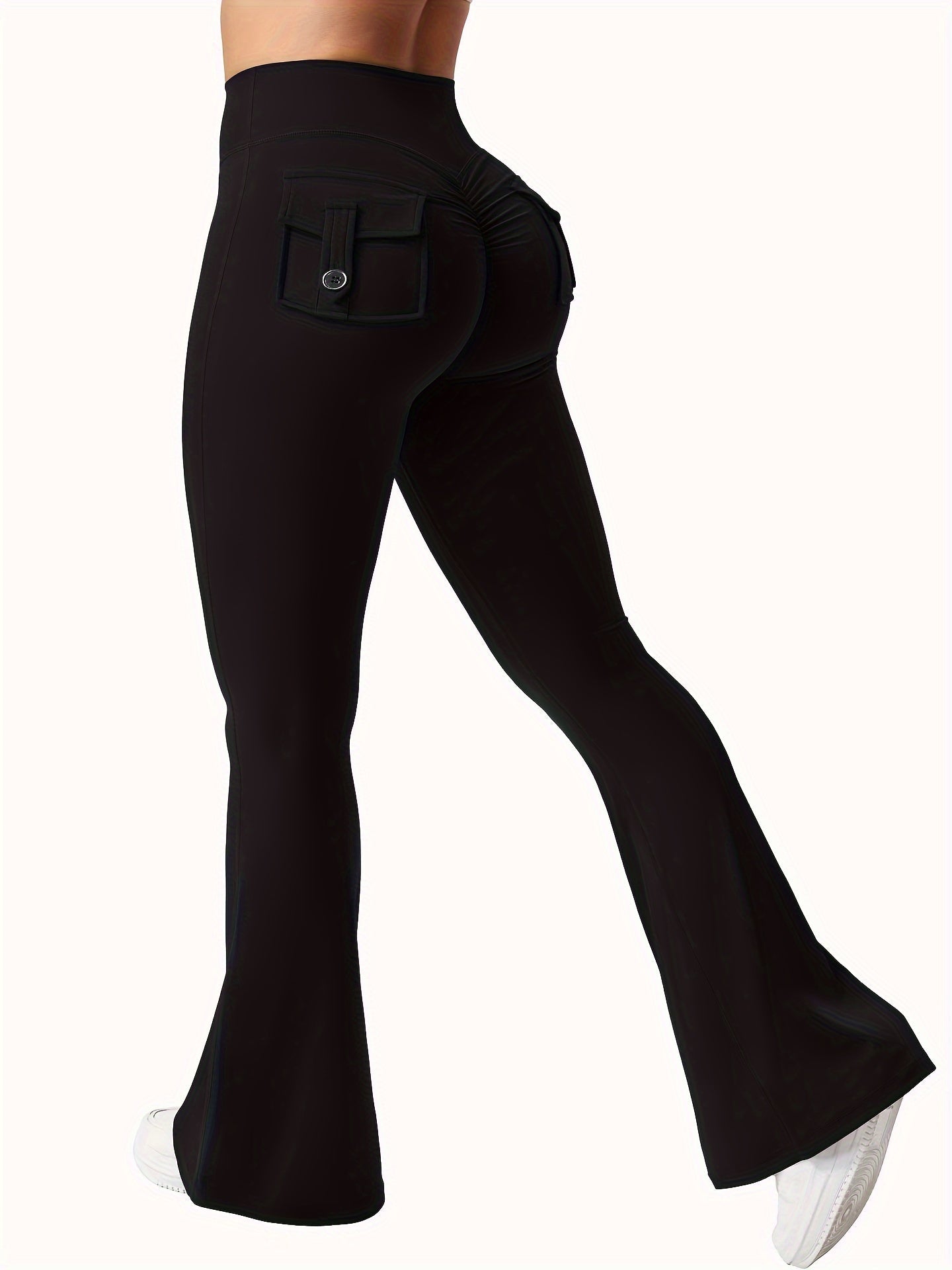 Women's High Waist Flare Yoga Pants Scrunch Butt Lift Leggings with Pocket Squat-Proof 4-Way Stretch Sweat-Wicking Sportswear for Gym Running Workout – 7 Colors S-XL