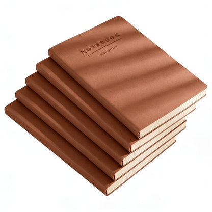 Soft Faux Leather Notebook 5-Pack Set Square Ruling Soft Cover Bookmark Extra Thick Pages for Business Meetings School Academic Writing – 7 Colors