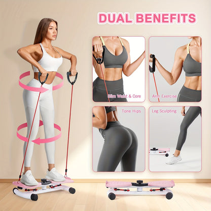 Waist Twisting Machine Ab Twister Board – 360° Noiseless Waist Twister Disc for Home Gym, 360 LBS Capacity, Digital Display Tracks Time, Reps & Calories, Includes Figure-8 Resistance Band