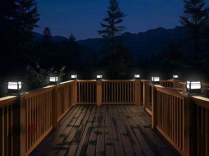 Solar Post Cap Lights 6 Pack Outdoor – Bright LED Solar Powered Fence Post Lights, Waterproof Auto On/Off, for Deck, Porch, Patio, Garden, Stair & Yard Decoration
