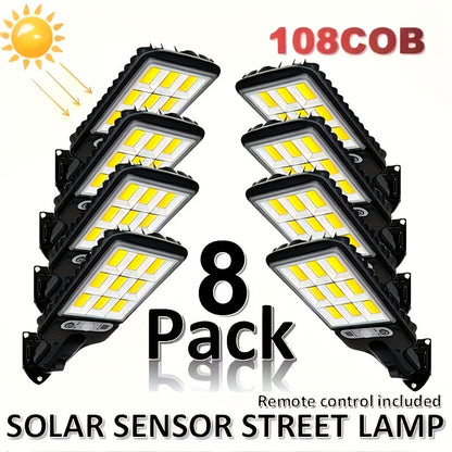 Solar Security Wall Light 108COB LED Motion Sensor with Remote Control – 3 Working Modes, Outdoor Waterproof Spotlight for Garden Patio Porch Garage Door – 2/4/6/8 Pack, Holiday Gift