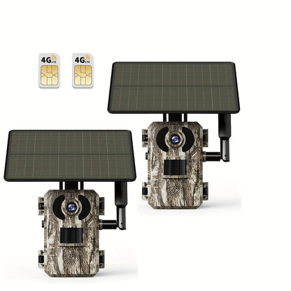 4G Trail Camera No WiFi Required 2K 1440P Solar Powered – Built-in SIM Card, 75ft Night Vision, 0.2s Trigger, 7800mAh Battery, Wireless Outdoor Hunting & Security Camera for Remote Areas