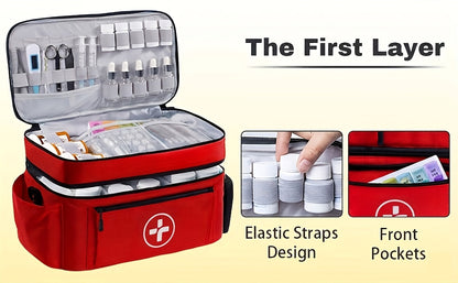 Medicine Storage Bag First Aid Kit Organizer - Household Medicine Organizing Box with Storage Rack Basket, Home & Travel Emergency Kit Bag, Perfect Holiday Gift