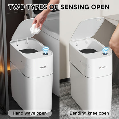 Automatic Smart Trash Can 3.8 Gallon / 14L – Touchless Motion Sensor, Wind Adsorption Auto-Expand Bags, Slim Odor-Seal Design for Bathroom, Kitchen, Office & Bedroom – 1 or 2 Pack
