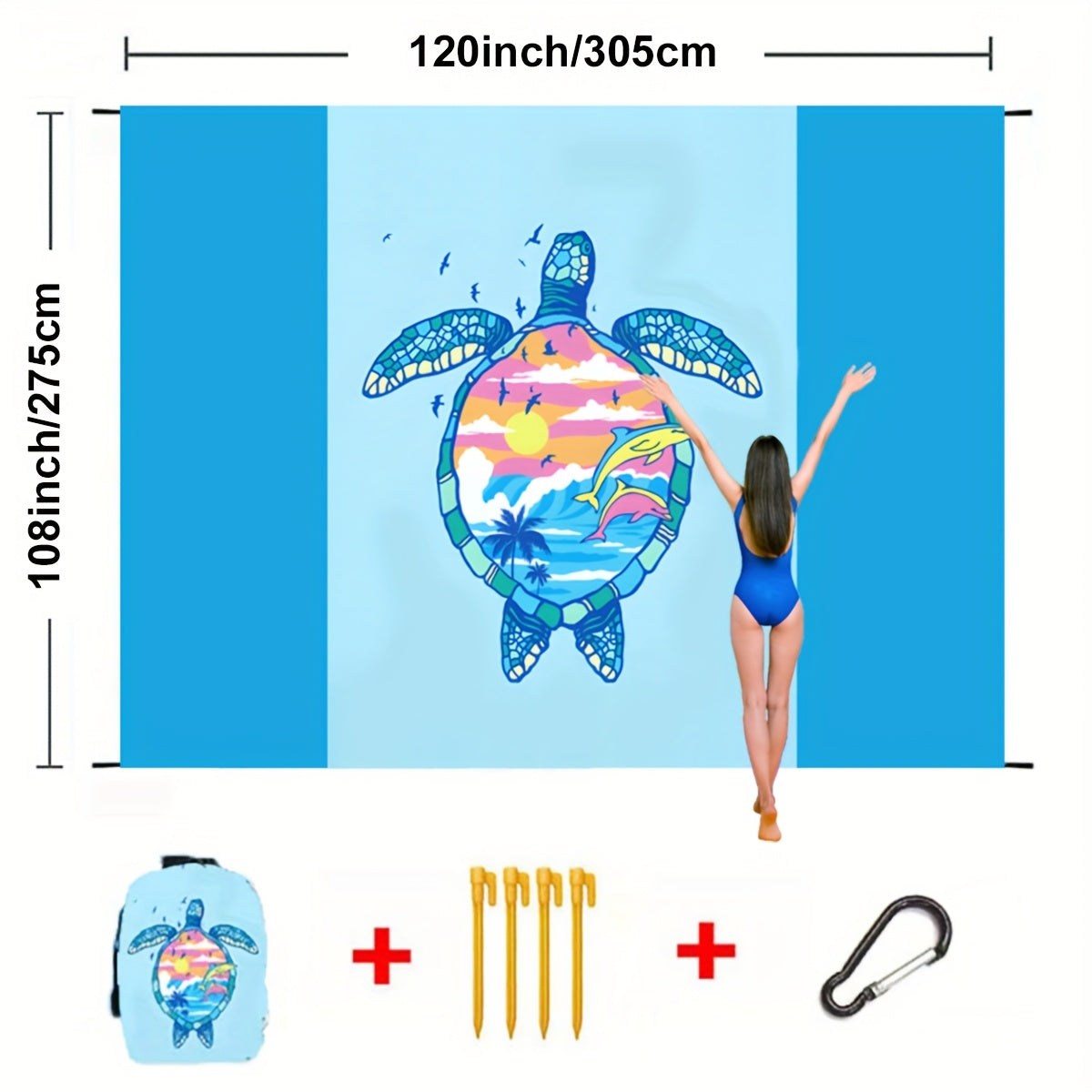 Sandproof Beach Blanket Oversized Up to 108x120 Inches – Quick Dry Lightweight Sand Free Mat for Beach Camping Picnic Travel, 8 Styles, Fits 2-10 Adults