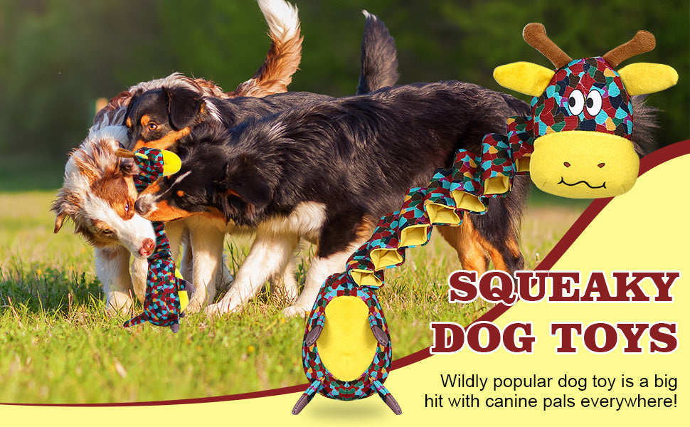 Indestructible Dog Chew Toy for Aggressive Chewers – Ultra-Strong Plush & Crinkle Paper Durable Dog Toy for Large Breeds, Interactive Squeaky Chew Toy for Powerful Dogs