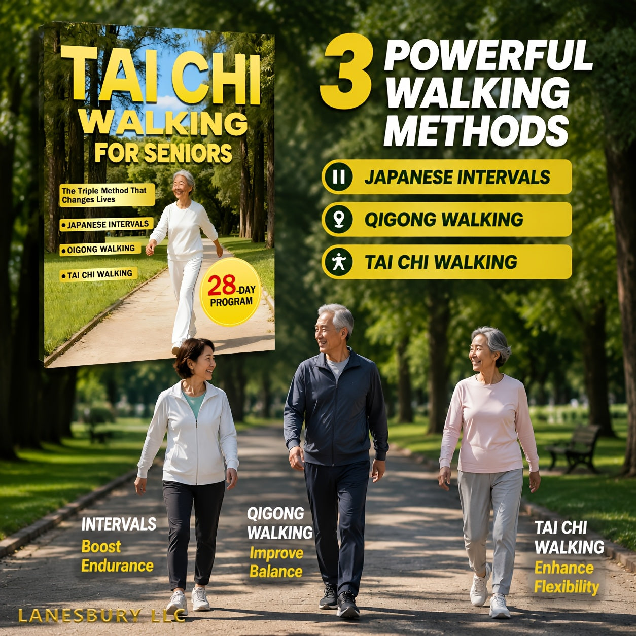 Tai Chi Walking for Seniors - Effortless Weight Loss & Gentle Care with the 28-Day Triple Method, Japanese Intervals & Qigong Walking, Low-Impact Fitness Guide for Older Adults