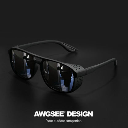 Polarized Steampunk Sports Sunglasses for Men & Women – UV400 HD Lens Cycling Running Fishing Driving Glasses, Durable Side Cutout Frame, Outdoor Athletic Eyewear