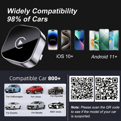 Wireless CarPlay Adapter 2026 Upgraded Mini Dongle – 2-in-1 iPhone & Android Auto, Convert Wired to Wireless, USB-A & USB-C, Dual-Band Low Latency, Auto Connect, FCC Certified