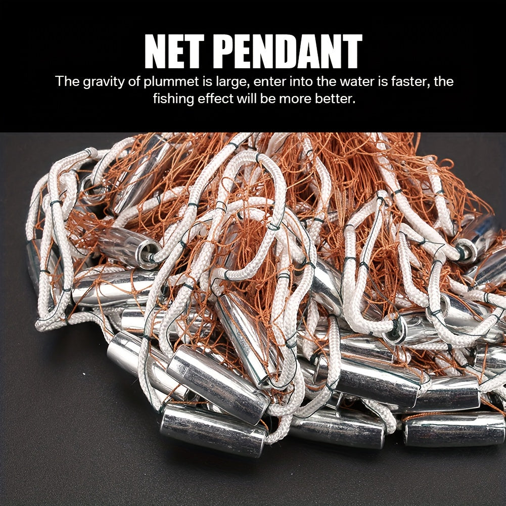 Cast Net for Fishing with Zinc Sinkers & Strong Nylon Mesh – Large Diameter Throw Net for Saltwater & Freshwater, 2.4M 3.6M 4.8M Options for Bass, Bait & Trap Fishing