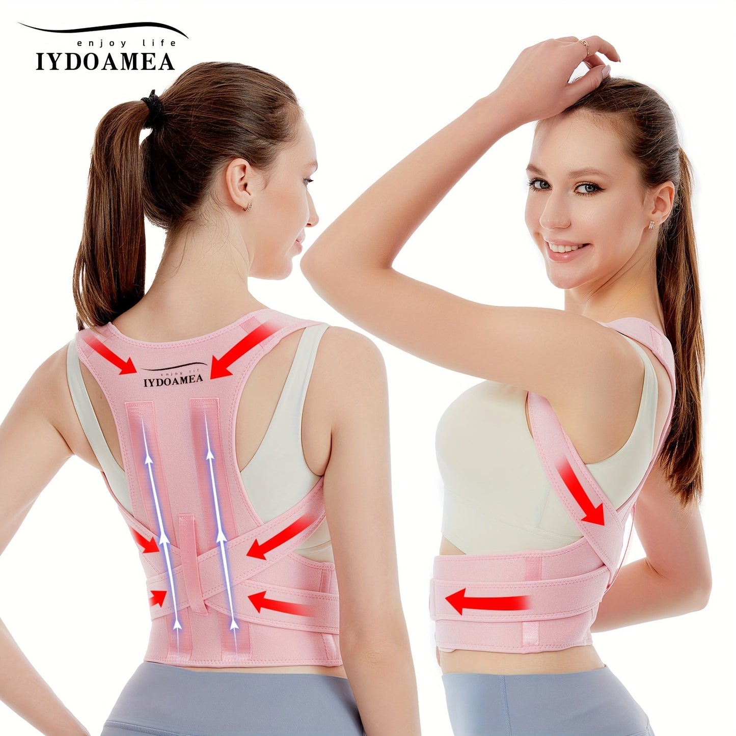 Posture Corrector Back Brace for Women & Men – Adjustable Breathable Shoulder Lumbar Support Straightener Belt for Upper & Lower Back Pain Relief, Waist 25–29 Inch