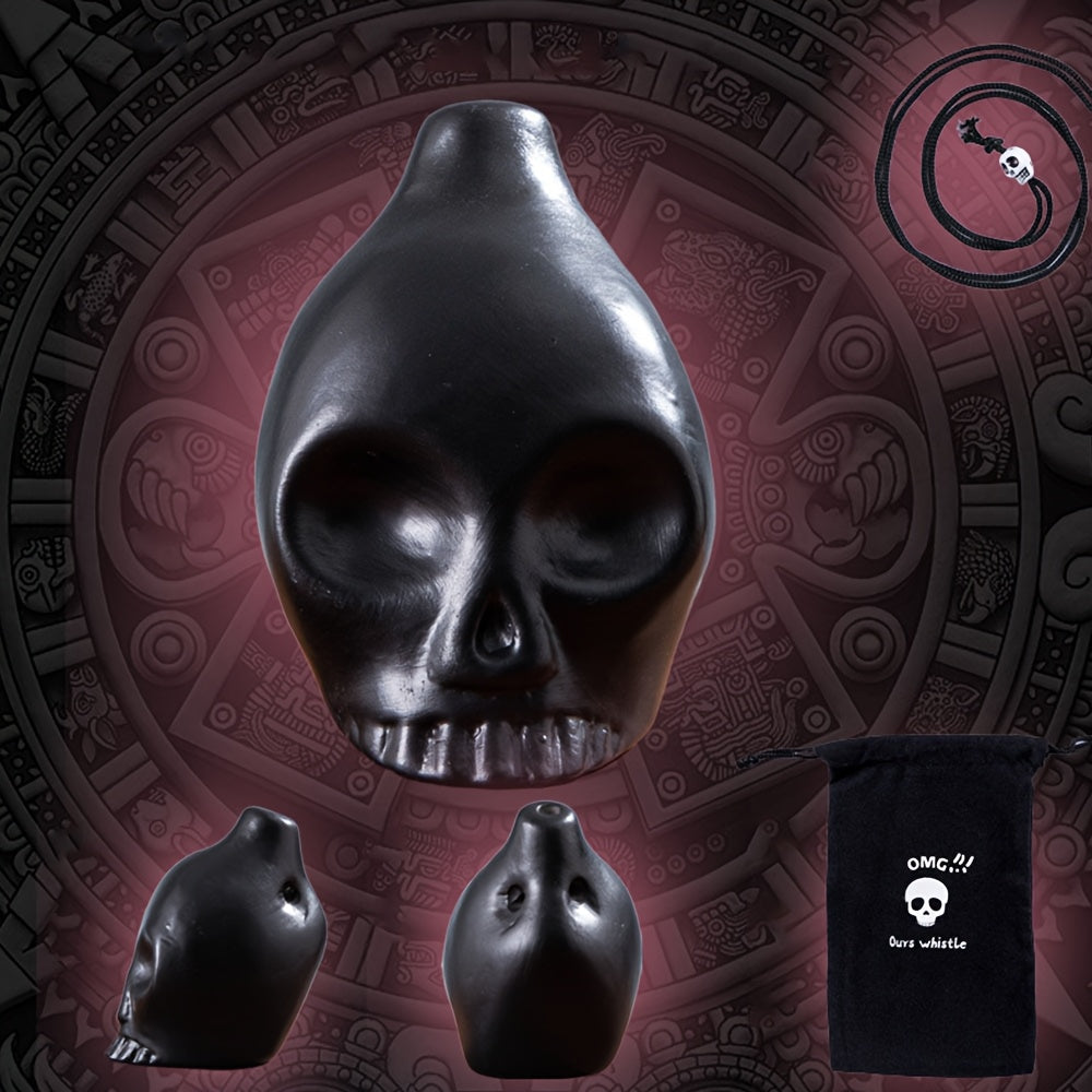 Aztec Death Whistle Handcrafted Ceramic Skull Musical Instrument Replica – Unique Gift for History Lovers, Collectors & Halloween Decor, No Batteries Required