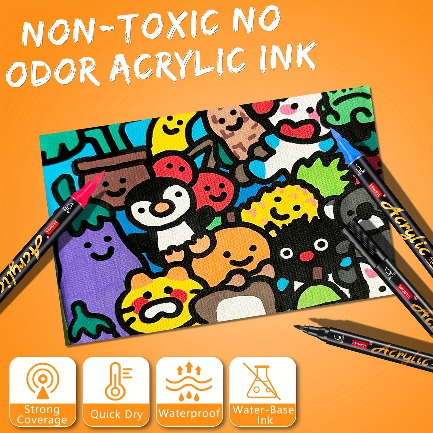 Acrylic Paint Markers 20 & 48 Colors Dual Tip Brush Pens for Rock Painting, Glass, Wood, Canvas, Fabric, Metal, Ceramic, Plastic – Non-Toxic Waterproof Paint Pens for Adults Kids DIY Art Crafts