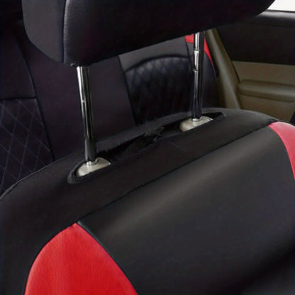 PU Leather Car Seat Covers Universal Fit Waterproof Quilted All-Season with Sponge Padding for Cars SUVs Trucks Gray Black Red Blue Single or 12-Piece Set