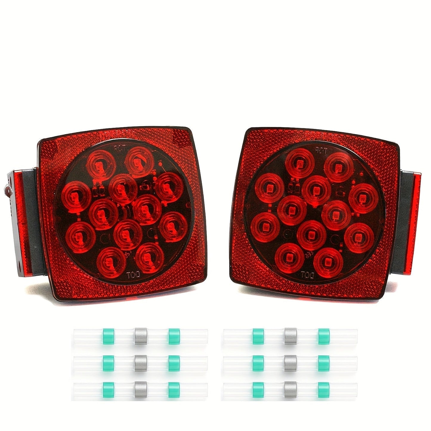 12V LED Trailer Lights Kit Stop Tail Turn Signal License Plate Light for Trailers Under 80" - Square Trailer Tail Lights for Boat Trailer Truck RV Camper Marine with Wiring Options