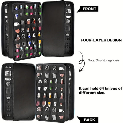 Knife Display Case 88 Slots Large Capacity Pocket Knife Storage Organizer for 66+ Folding Knives, Hard EVA Shell with Elastic Bands, 4 Slot Sizes, Smooth Zipper, Portable Carry Handle – EDC Knife Collector Case