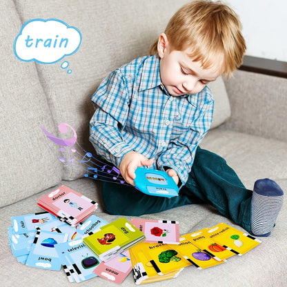 Talking Flash Cards for Preschoolers Ages 3-6 – 224 to 510 Words Language Learning Device, Speech Therapy Sensory Educational Toy for Autism, Boys & Girls, Blue Green Pink