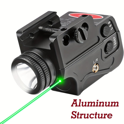 Tactical Green Laser Sight LED Flashlight Combo for Picatinny Rail Ambidextrous USB Rechargeable Fits Air Pistols Handguns Shotguns Rifles Compact Lightweight 55g