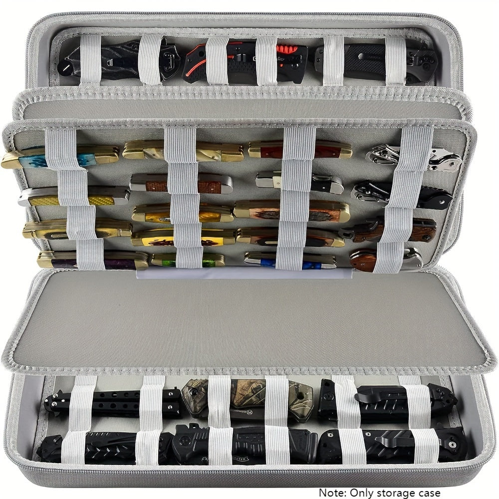 Knife Display Case 88 Slots Large Capacity Pocket Knife Storage Organizer for 66+ Folding Knives, Hard EVA Shell with Elastic Bands, 4 Slot Sizes, Smooth Zipper, Portable Carry Handle – EDC Knife Collector Case