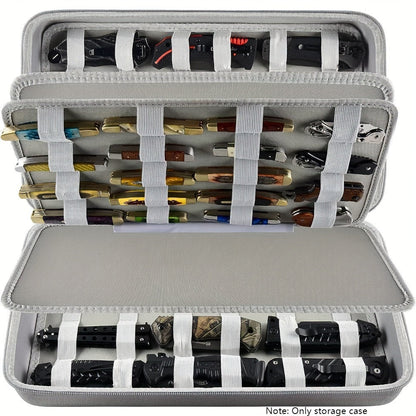Knife Display Case 88 Slots Large Capacity Pocket Knife Storage Organizer for 66+ Folding Knives, Hard EVA Shell with Elastic Bands, 4 Slot Sizes, Smooth Zipper, Portable Carry Handle – EDC Knife Collector Case
