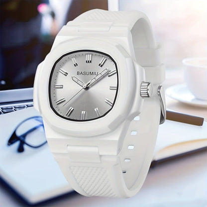 Men's Casual Silicone Band Quartz Watch Zinc Alloy Case Oval Dial Analog Pointer Display - Lightweight Everyday Fashion Watch Gift for Men Boyfriend Dad