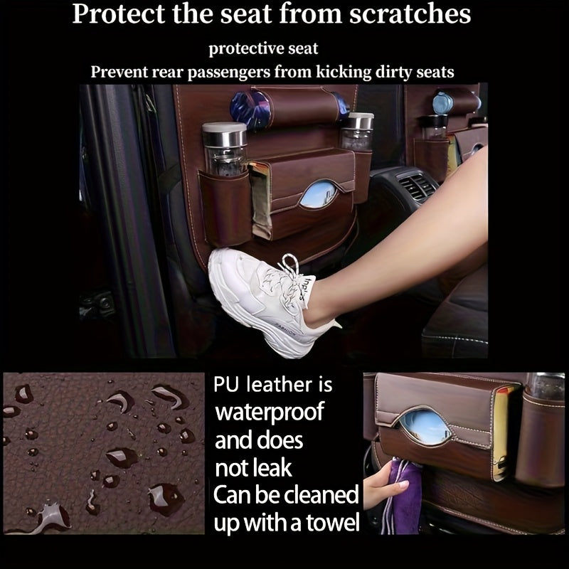Car Rear Seat Organizer 2PCS – Premium Integrated Storage Box with Foldable Table, Footrest, Cup Holder, Tissue Box, Umbrella Holder & Laptop Base, Ultimate Car Travel Companion for Backseat Passengers