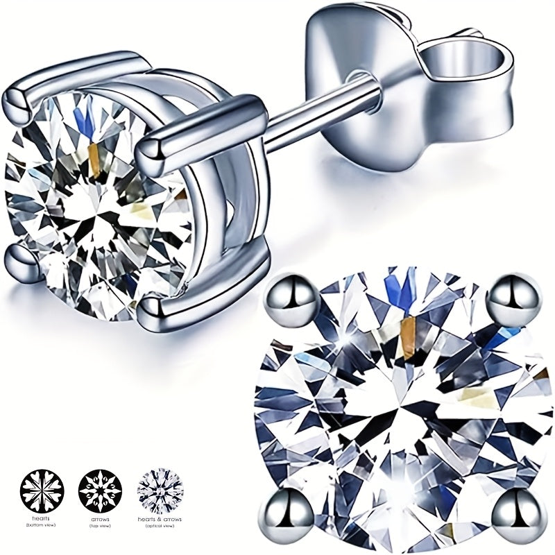 Lab Moissanite Stud Earrings D Color VVS1 Clarity – Brilliant Round Cut 18K Gold Plated 925 Sterling Silver, 1CT 2CT 4CT 6CT, Jewelry Box Included, Gift for Women Girls