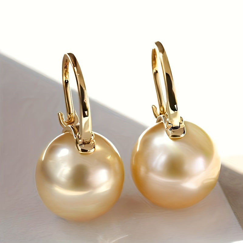 S925 Sterling Silver Pearl Drop Earrings for Women – Retro Elegant Round Design, Hypoallergenic, Lightweight, Perfect for Daily Wear, Parties & Gift Giving