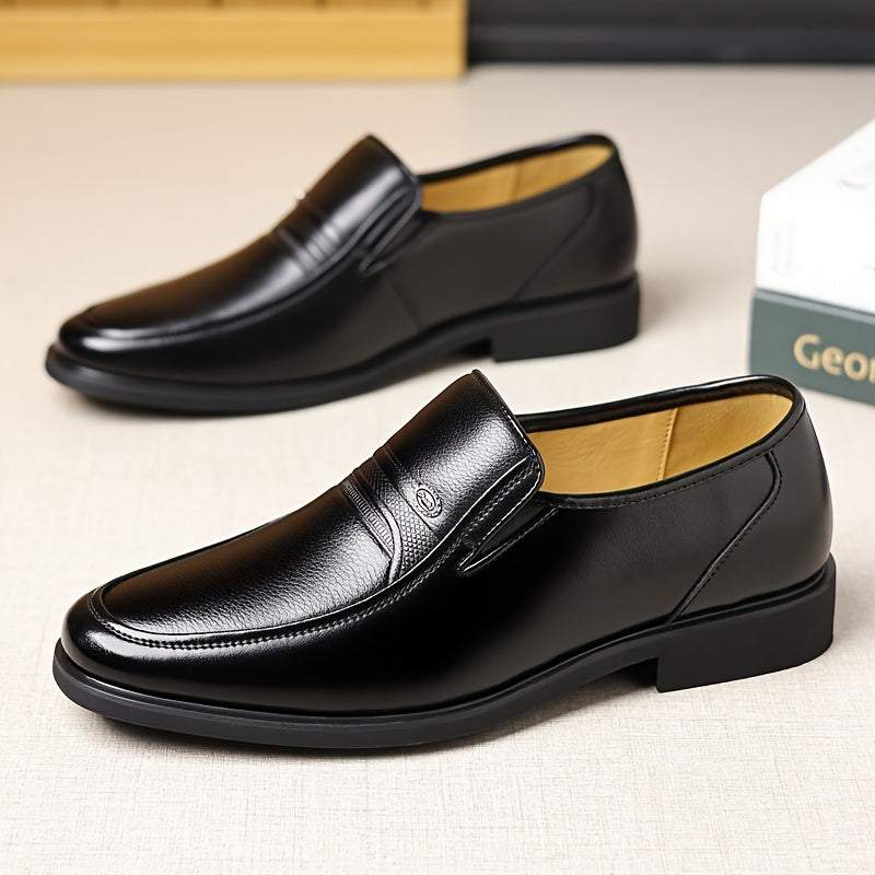 Men's Oxford Dress Shoes Formal Slip-On Business Loafers High Quality Fashion Leather Look Footwear for Men Extra Large Sizes US 7-13 Black