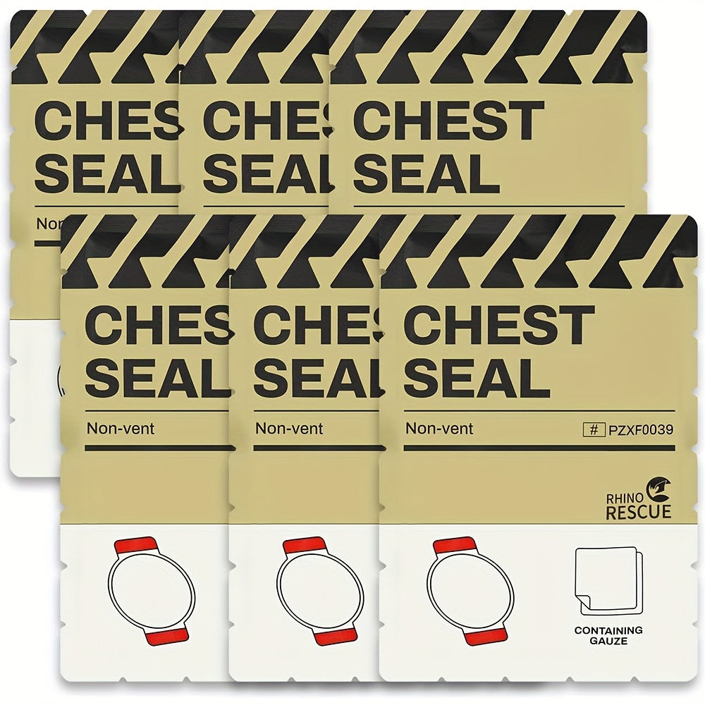 RHINO RESCUE Non-Vented Chest Seal Emergency Trauma Dressing – Portable IFAK Medical Supply for Sucking Chest Wounds, PA Nylon, FSA/HSA Eligible, Yellow