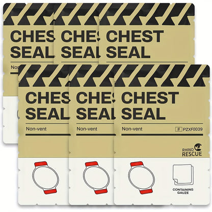 RHINO RESCUE Non-Vented Chest Seal Emergency Trauma Dressing – Portable IFAK Medical Supply for Sucking Chest Wounds, PA Nylon, FSA/HSA Eligible, Yellow