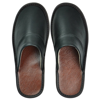 Wide Width Genuine Leather Slippers Indoor Non-Slip Oversized Slides for Men and Women All Seasons Casual House Shoes Black Grey Brown Navy Burgundy Red Purple Orange US 5.5-14