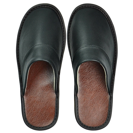 Wide Width Genuine Leather Slippers Indoor Non-Slip Oversized Slides for Men and Women All Seasons Casual House Shoes Black Grey Brown Navy Burgundy Red Purple Orange US 5.5-14