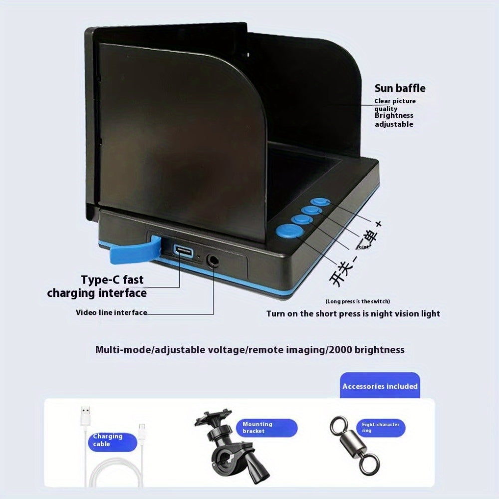 Fish Finder with HD Underwater Camera 4.3 Inch Screen 140° Wide Angle Lens Fish-Attracting Light – Portable Viewing Set for Ice Fishing Lake River Dock