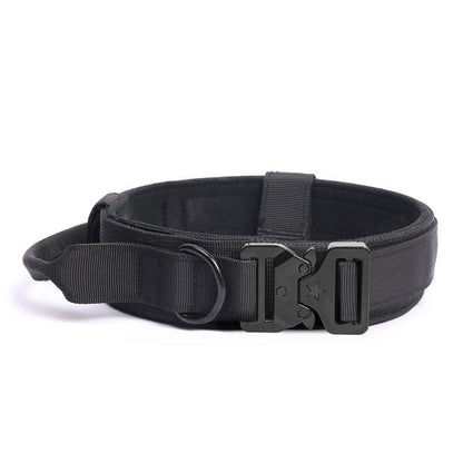 Heavy Duty Tactical Dog Collar with Handle & Quick-Release Metal Buckle – 1.8" Wide Nylon Collar for Medium & Large Dogs, Ideal for Training, Agility, Outdoor & Search & Rescue
